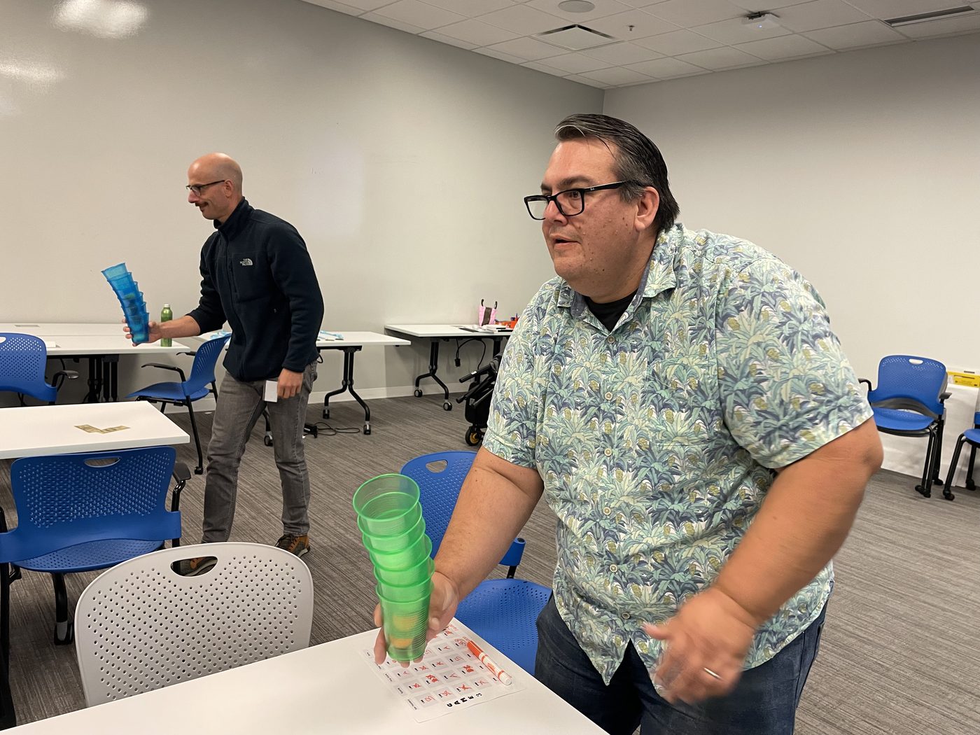 A participant celebrating a successful challenge